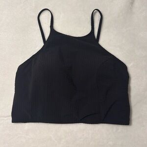 Lululemon Seersucker High Neck Long Line Swim Top, C/D Cups - Black, Size S